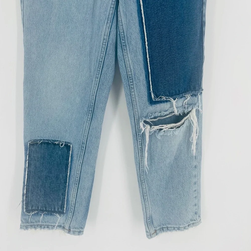 BDG Urban Outfitters Slim Straight Patchwork Distressed Jeans Light Wash Size 27 - Picture 3 of 14